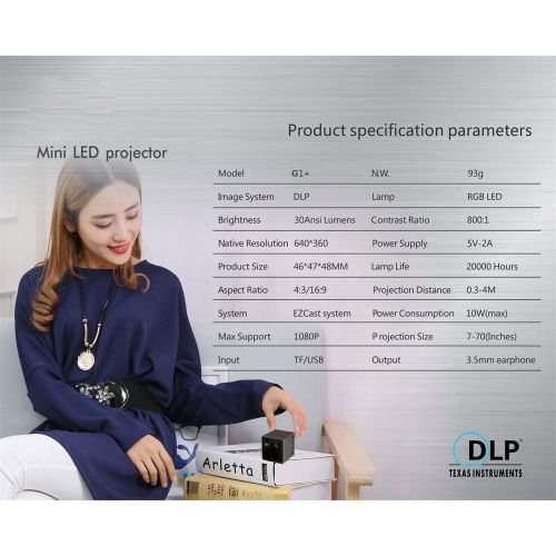  LtrottedJ DLP Mini WiFi Projector Portable Projector Video Multimedia Home Business
