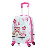 Lttxin Children Rolling Travel Suitcase Animal Cartoon Owl Kids Carry On Luggage Cases Universal Wheels 18 in Travel Luggage Case(Owl)