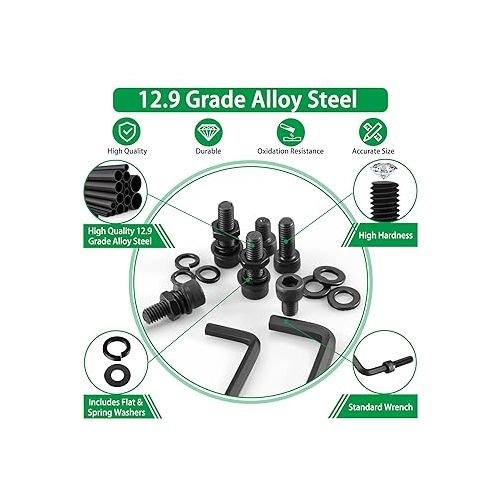  1500PCS Screws Nuts and Washers Assortment, M2 M3 M4 M5 M6 Hex Socket Head Cap Metric Bolts and Nuts Kit - 12.9 Grade Alloy Steel Black Screws with 5 Allen Wrenches for 3D Printer Furniture Industrial
