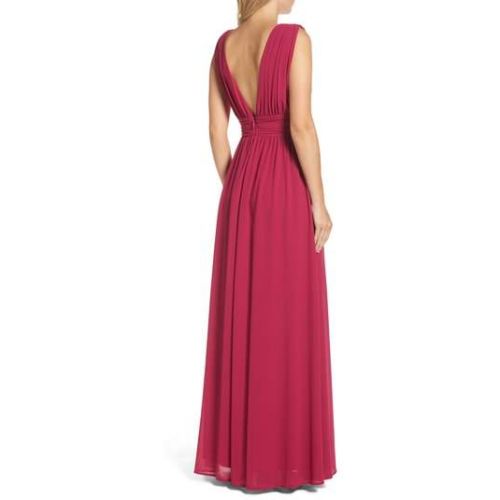  LuLu*s Lulus Plunging V-Neck Chiffon Gown