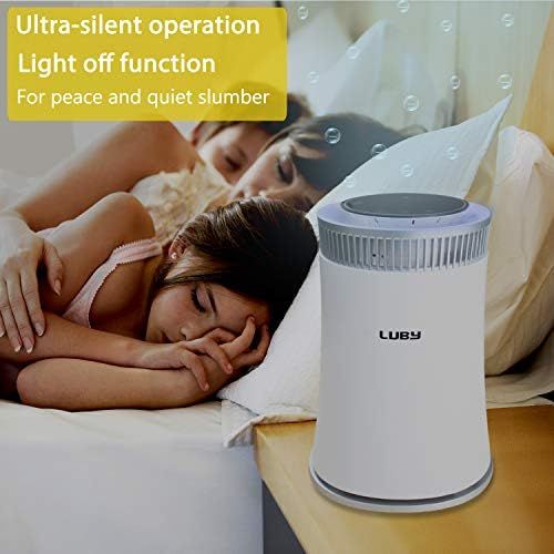  [아마존베스트]LUBY Air Purifier Air Purifier with HEPA Filter, 5 Speeds, 8H Timer, Night Light, Portable Air Filter for Dust, Smokers, Pollen, Dandruff, Hay Fever, Cooking Smell, White