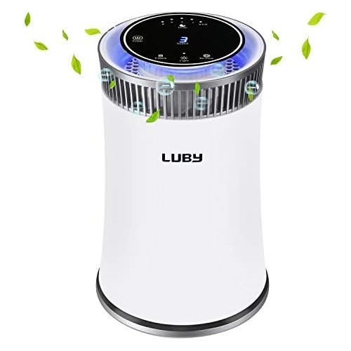  [아마존베스트]LUBY Air Purifier Air Purifier with HEPA Filter, 5 Speeds, 8H Timer, Night Light, Portable Air Filter for Dust, Smokers, Pollen, Dandruff, Hay Fever, Cooking Smell, White