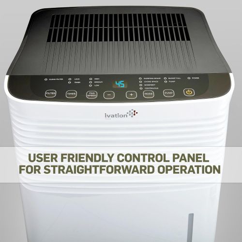  Luby Ivation 70 Pint Energy Star Compressor Dehumidifier with Pump, Large Capacity for Spaces Up To 4,500 Sq Ft, Includes Programmable Humidity, Hose Connector, Auto Shutoff and Restart