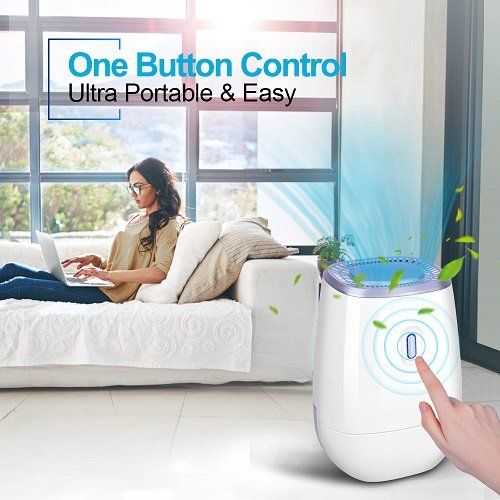  Luby TRUSTECH Dehumidifier - 41oz Capacity Electric Dehumidifier Portable Mini Air Dehumidifiers Auto Quiet up to 220 sq ft Anti Overflow Dehumidifier for Home Bathroom Bedroom Closet O