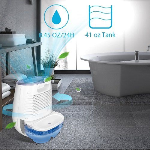  Luby TRUSTECH Dehumidifier - 41oz Capacity Electric Dehumidifier Portable Mini Air Dehumidifiers Auto Quiet up to 220 sq ft Anti Overflow Dehumidifier for Home Bathroom Bedroom Closet O