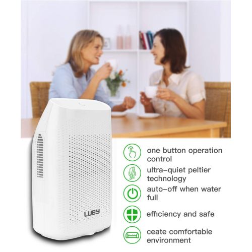  Luby Compact Small Dehumidifier 215 Sq.Ft Portable Ultra Quiet Auto shut off, Electro-Thermal Anti-Overflow