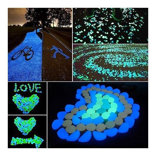  100pcs Glow Rocks for Outdoor, Glow Pebbles Decorative Luminous Stones for Walkways, Gardens, Driveways or Houseplants