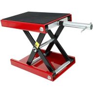 Motorcycle Wide Deck Scissor Lift Jack Dilated Center Hoist Stand-1100 LB, Capacity Bikes ATVs,Motorcycle Dirt Bike Scooter Crank Stand Red