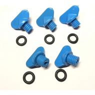 5 PCS Blue Plastic Exhaust Manifold Water Drain Plug Screw Kit for Mercruiser