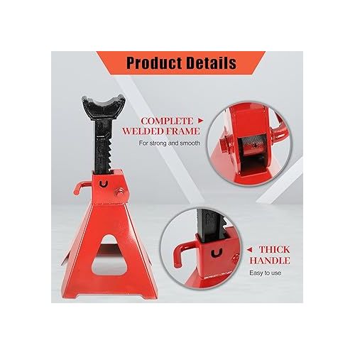  Car Jack Stands 6 Ton 12,000 lb Capacity Steel Lifting Jack Stands for SUV MPV Truck RV,Heavy Duty Ratchet Jack Stand,1 Pair