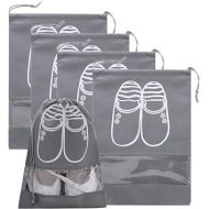 5 pcs Travel Shoe Organizer Bags, High Heel Drawstring, Space Saving Storage Bags(M Grey)
