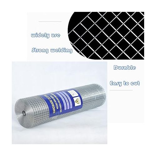  Hardware Cloth 1/2 inch Chicken Wire Mesh Fencing Metal Screen 15.7 in x 10 ft （0.4mx3.05m）