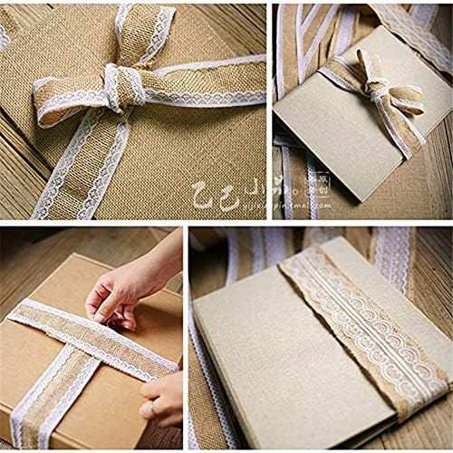  Brand: LucaSng 10 m Natural Vintage Canvas Hessian Jute Ribbon Craft with White Tips for DIY Handmade Wedding Craft Lace