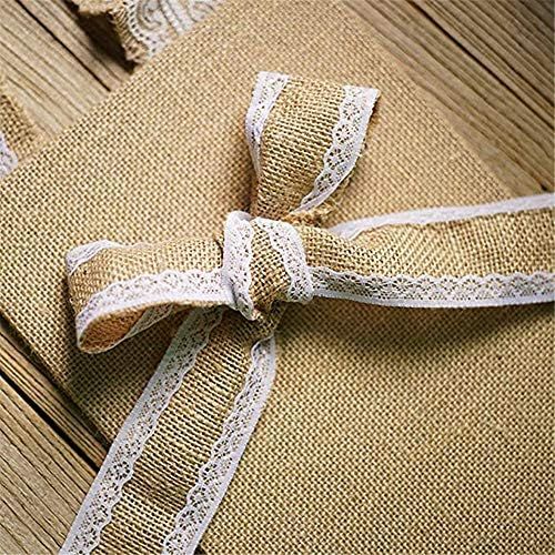  Brand: LucaSng 10 m Natural Vintage Canvas Hessian Jute Ribbon Craft with White Tips for DIY Handmade Wedding Craft Lace