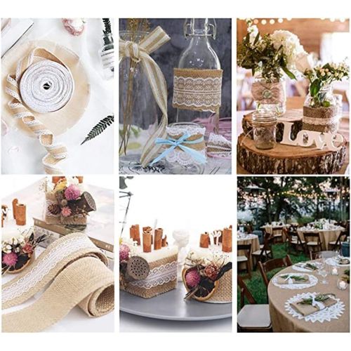  Brand: LucaSng 10 m Natural Vintage Canvas Hessian Jute Ribbon Craft with White Tips for DIY Handmade Wedding Craft Lace