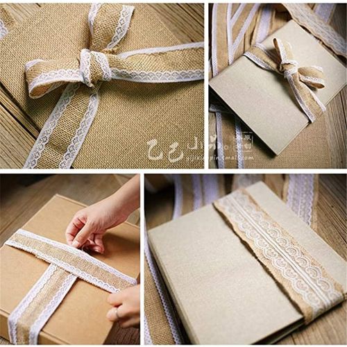  Brand: LucaSng 10 m Natural Vintage Canvas Hessian Jute Ribbon Craft with White Tips for DIY Handmade Wedding Craft Lace