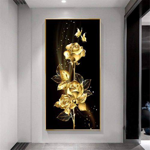  Brand: LucaSng Painting Diamonds Panorama Canvas Pictures Golden Rose Diamond Painting Wall Pictures Living Room Home Decoration Art Prints Handmade Adhesive Painting 60 x 120 cm