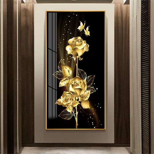  Brand: LucaSng Painting Diamonds Panorama Canvas Pictures Golden Rose Diamond Painting Wall Pictures Living Room Home Decoration Art Prints Handmade Adhesive Painting 60 x 120 cm