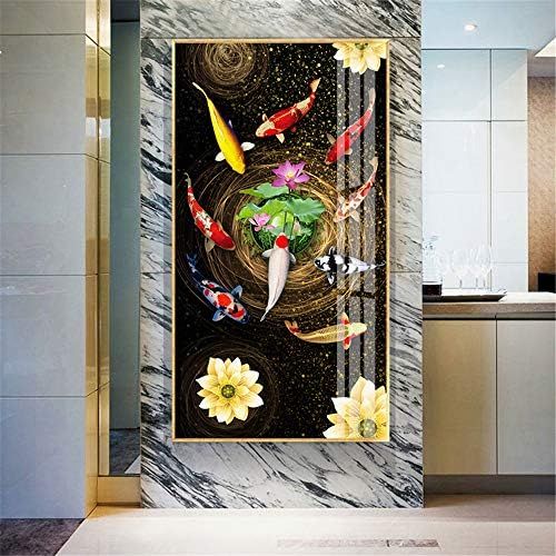  Brand: LucaSng DIY Diamond Painting 5D Diamond Painting Full Drill Crystal Rhinestone Embroidery Decoration for Home Wall Decor (Lotus and nine Fish)