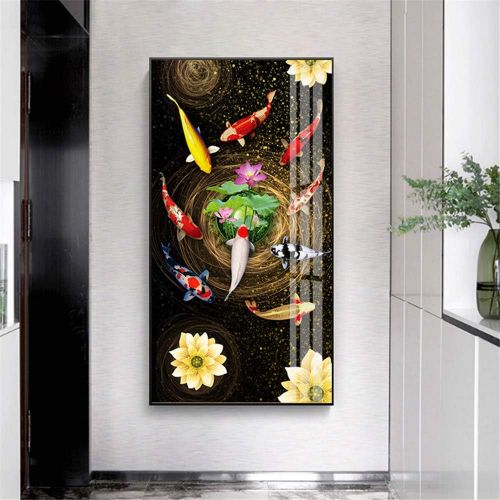  Brand: LucaSng DIY Diamond Painting 5D Diamond Painting Full Drill Crystal Rhinestone Embroidery Decoration for Home Wall Decor (Lotus and nine Fish)