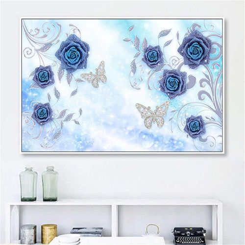  Brand: LucaSng DIY 5D Blue Rose Diamond Painting Kits for Adults Full Drilling Diamond Painting Painting Pictures Crafts for Home Wall Decor