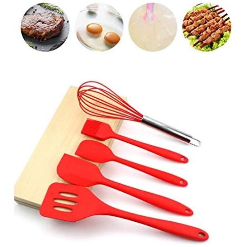  Brand: LucaSng LucaSng Silicone Kitchen Utensil Set, 5 Pieces Silicone Cooking Utensils Silicone Heat Resistant Kitchen Utensils Kitchen Utensils Non-Stick Pot Turner Spoon, Green