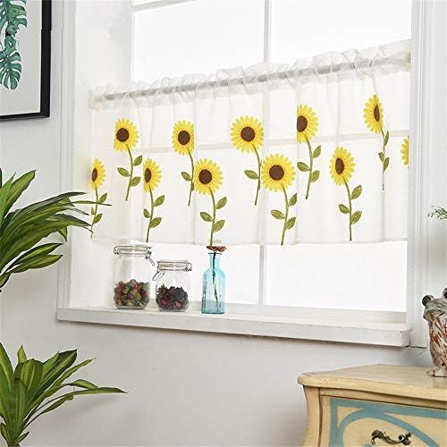  Brand: LucaSng LucaSng Roman Blind with Tab Top Curtains Kitchen Transparent Tab-Top Curtains Modern Voile 1 Piece, 100x50cm