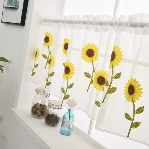  Brand: LucaSng LucaSng Roman Blind with Tab Top Curtains Kitchen Transparent Tab-Top Curtains Modern Voile 1 Piece, 100x50cm