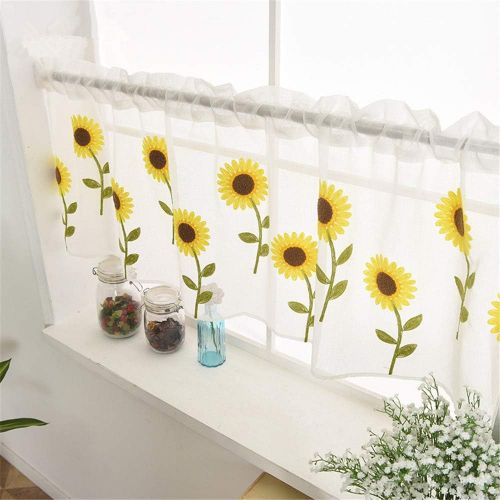  Brand: LucaSng LucaSng Roman Blind with Tab Top Curtains Kitchen Transparent Tab-Top Curtains Modern Voile 1 Piece, 100x50cm