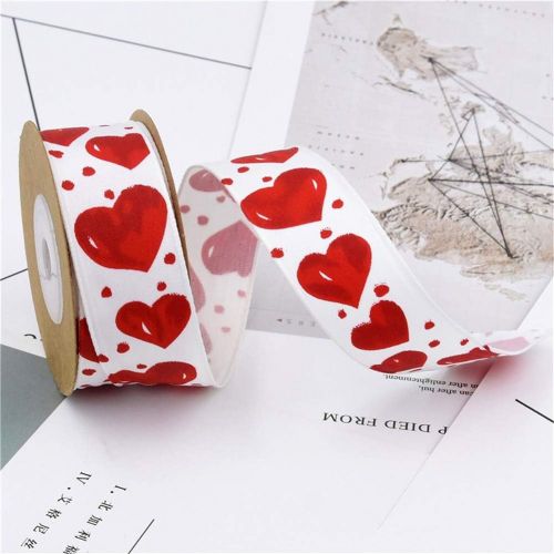  Brand: LucaSng LucaSng 10 Metres Satin Ribbon Heart Pattern Decorative Ribbon 2.5 cm Fabric Ribbon Ribbon for Gift Wrapping