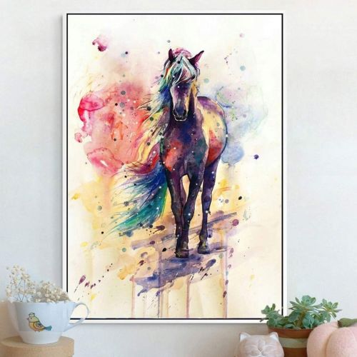  Brand: LucaSng LucaSng Poster Wandbilde Aquarell Pferd, ungerahmt, Kunstdruck, Wandbild, Fineartprint Deko fuer Wohnzimmer, Sofa, Veranda, Gang (30 x 42 cm)