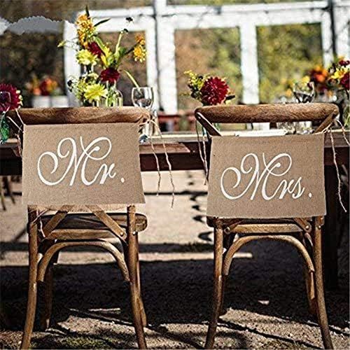  Brand: LucaSng LucaSng Mr & Mrs Chair Banner Set Wedding Decoration 1 Set of 2 Jute Sheets Mr. & Mrs Jute Chair Sign Garland Rustic Party Decoration