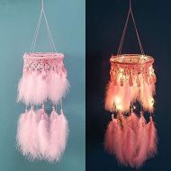Brand: LucaSng LucaSng Handmade Dream Catches with Feathers and Beads Boho Style Cute Dreamcatcher with LED Light Wall Hanging Decoration for Bedroom Nursery