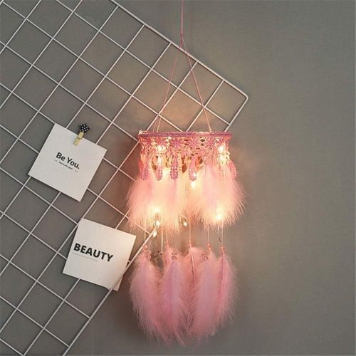  Brand: LucaSng LucaSng Handmade Dream Catches with Feathers and Beads Boho Style Cute Dreamcatcher with LED Light Wall Hanging Decoration for Bedroom Nursery