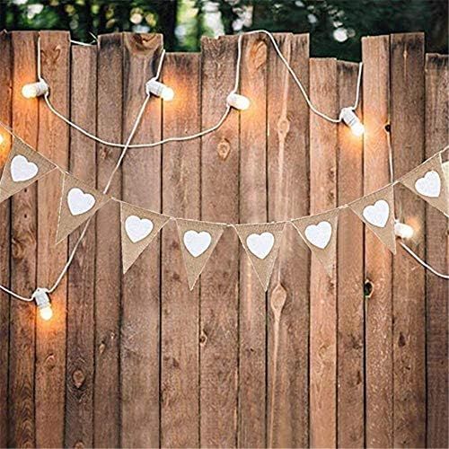  Brand: LucaSng LucaSng 2 Piece Bunting Wedding Vintage Garland Heart Bunting Jute Fabric Bunting Hessian Banner Vintage Decoration Bunting for Bridal Table Photos Candybar Wedding Decoration