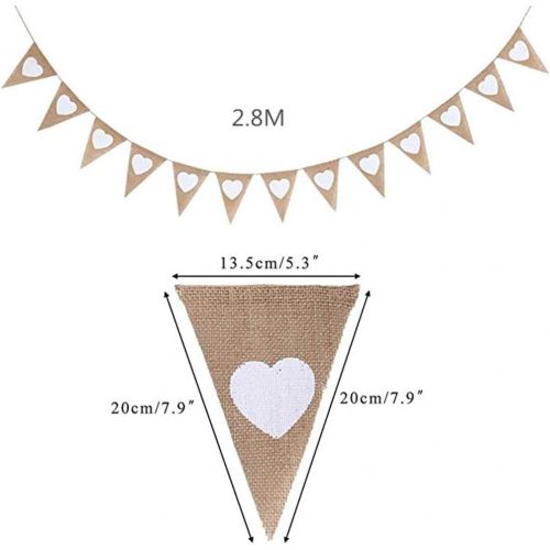  Brand: LucaSng LucaSng 2 Piece Bunting Wedding Vintage Garland Heart Bunting Jute Fabric Bunting Hessian Banner Vintage Decoration Bunting for Bridal Table Photos Candybar Wedding Decoration