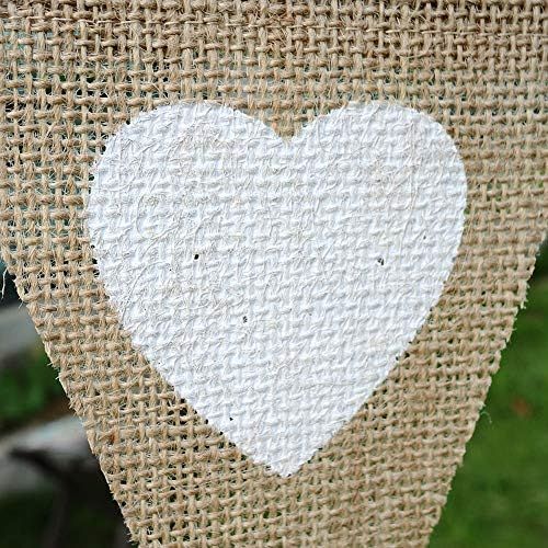  Brand: LucaSng LucaSng 2 Piece Bunting Wedding Vintage Garland Heart Bunting Jute Fabric Bunting Hessian Banner Vintage Decoration Bunting for Bridal Table Photos Candybar Wedding Decoration