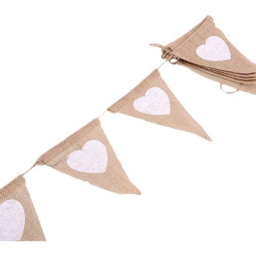  Brand: LucaSng LucaSng 2 Piece Bunting Wedding Vintage Garland Heart Bunting Jute Fabric Bunting Hessian Banner Vintage Decoration Bunting for Bridal Table Photos Candybar Wedding Decoration