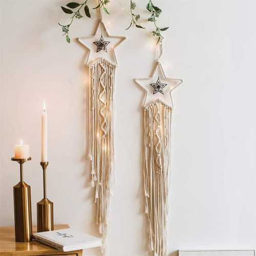  Brand: LucaSng LucaSng Hand Woven Dream Catcher 1 Piece Macrame Wall Hanging Boho Woven Bohemian Dream Catcher Dreamcatcher Wall Decoration for Living Room