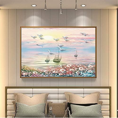  Brand: LucaSng LucaSng DIY 5D Diamond Painting Sea Seagull Sea Landscape Diamond Painting Diamond Painting Kit Handmade Crystal Rhinestone Embroidery Wall Decoration