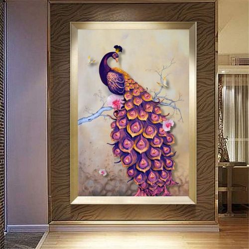  Brand: LucaSng LucaSng DIY 5D Diamante Painting Kit Pfau Speziell Geformter Diamant Handgemachtes Kristall Strass Stickerei Bilder Wohnzimmer Wanddekoration (80 x 130 cm)