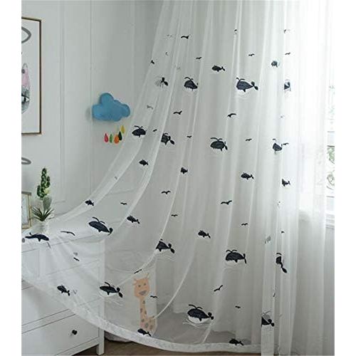  Brand: LucaSng LucaSng Nicole Knupfer Transparent Voile Curtain Curtains  Whale Embroidery Transparent Curtains for Nursery Living Room Bedroom, Black , 100 x 270 cm