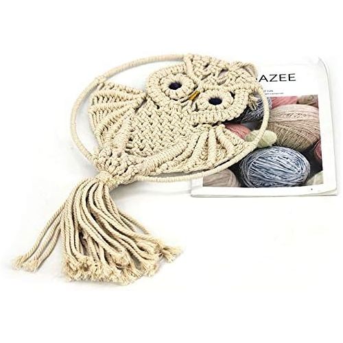  Brand: LucaSng LucaSng Dream Catcher Owl Hanging Macrame Decor Beautiful Cotton Macrame Dream Catcher Wall Hanging Decoration for Bedroom / Living Room Owl Amulet Owl Decoration