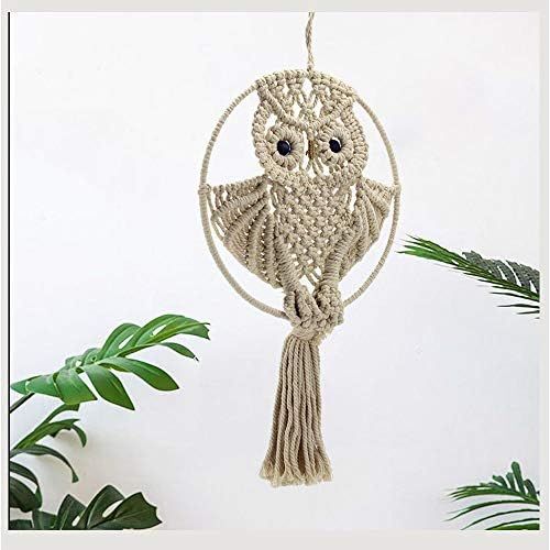  Brand: LucaSng LucaSng Dream Catcher Owl Hanging Macrame Decor Beautiful Cotton Macrame Dream Catcher Wall Hanging Decoration for Bedroom / Living Room Owl Amulet Owl Decoration