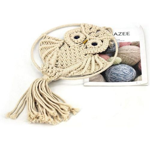  Brand: LucaSng LucaSng Dream Catcher Owl Hanging Macrame Decor Beautiful Cotton Macrame Dream Catcher Wall Hanging Decoration for Bedroom / Living Room Owl Amulet Owl Decoration