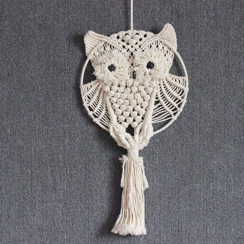  Brand: LucaSng LucaSng Dream Catcher Owl Hanging Macrame Decor Beautiful Cotton Macrame Dream Catcher Wall Hanging Decoration for Bedroom / Living Room Owl Amulet Owl Decoration