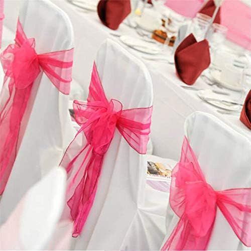  Brand: LucaSng LucaSng Organza Chair Ribbon Bow, Pack of 50 Ribbon Chair Bows Chair Sash Decoration Ribbon Wedding Banquet Birthday Party