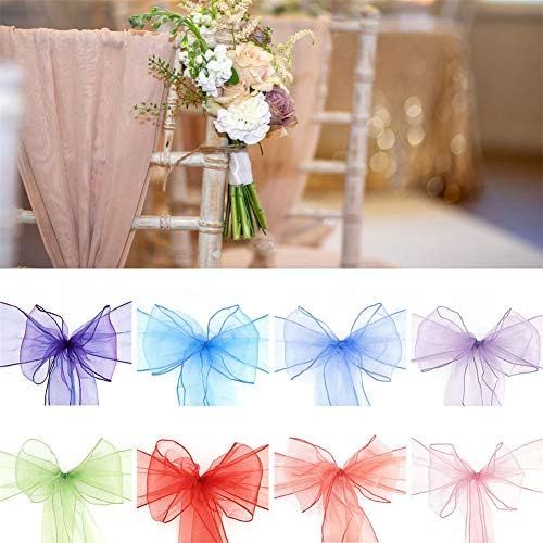  Brand: LucaSng LucaSng Organza Chair Ribbon Bow, Pack of 50 Ribbon Chair Bows Chair Sash Decoration Ribbon Wedding Banquet Birthday Party