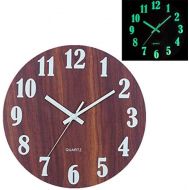 Brand: LucaSng LucaSng Wall Clock Glow in the Dark 12 Inch Silent Luminous Wood Wall Clock No Ticking Noise for Living Room, Bedroom, Office