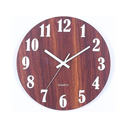  Brand: LucaSng LucaSng Wall Clock Glow in the Dark 12 Inch Silent Luminous Wood Wall Clock No Ticking Noise for Living Room, Bedroom, Office